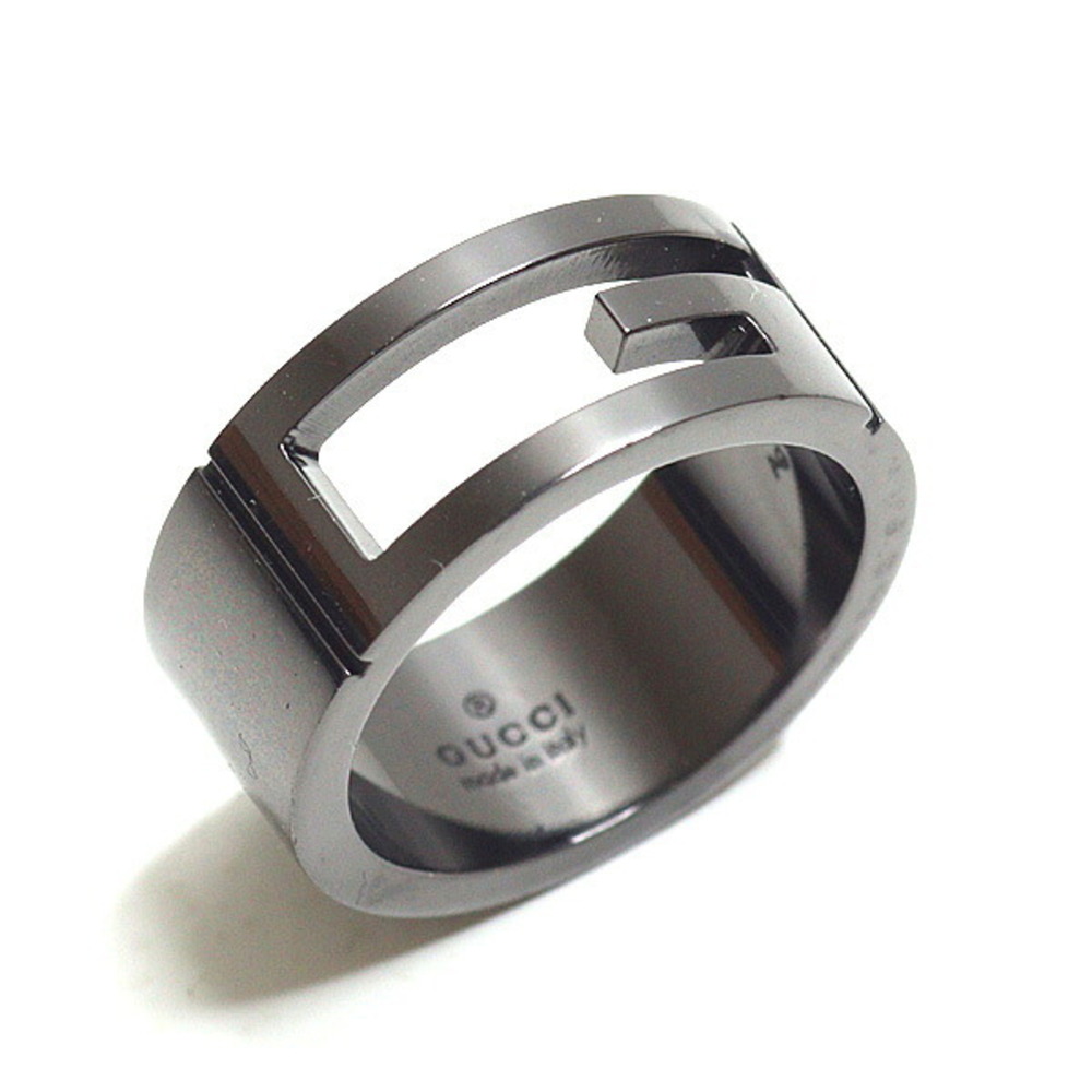 Gucci Branded G Ring, Sterling Silver, Black Ruthenium (Ag925), Size #11 (Act...